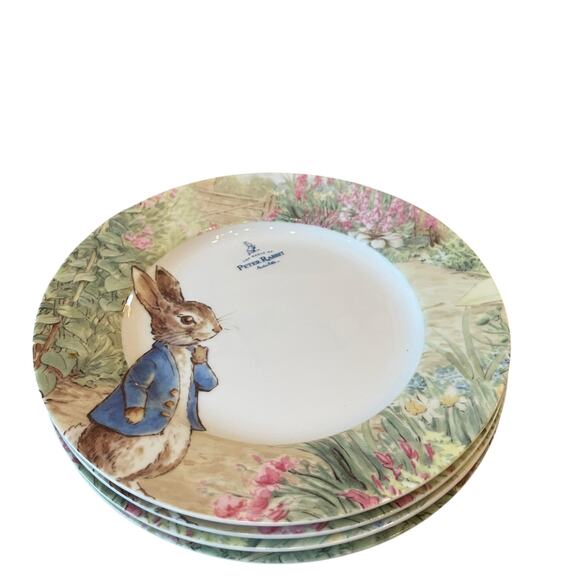 Peter Rabbit Salad Plates Spring Garden The World Of Beatrix Potter 8" Set 4 New - Picture 8 of 16